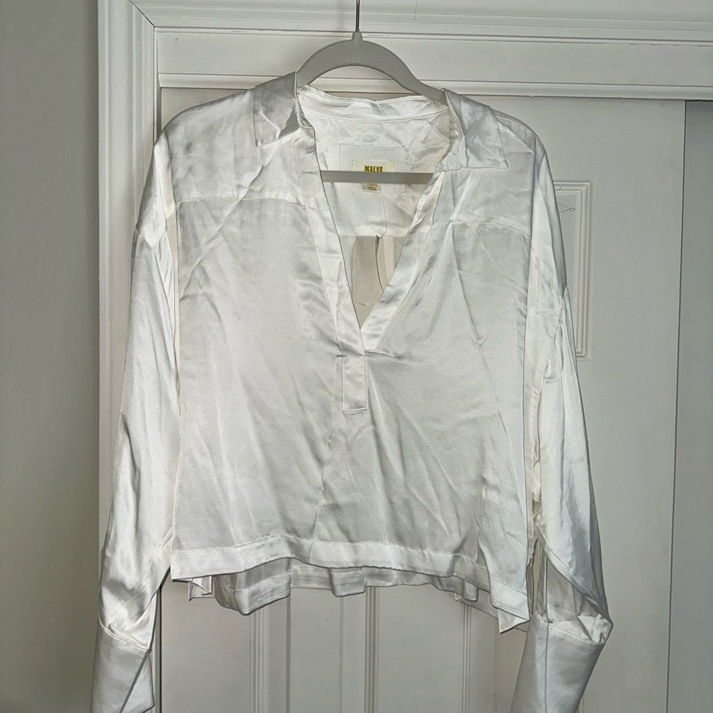 NEW Anthropologie Maeve Silky Collared Popover Blouse- Size L